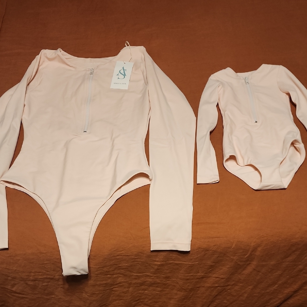 Blush Women's One Piece with Matching Mini Swim One Piece By Apollo & Sage